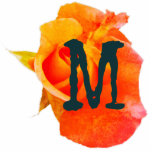 Monogram Orange Rose Foto Sculpture Ornament Fotoskulptur Ornament<br><div class="desc">Schön,  kühn und einfach...  Kann in Button,  Magnet,  Schlüsselkette oder Ornament gemacht werden (wählen Sie eine Option aus). Wählen Sie Ihren Brief aus.</div>