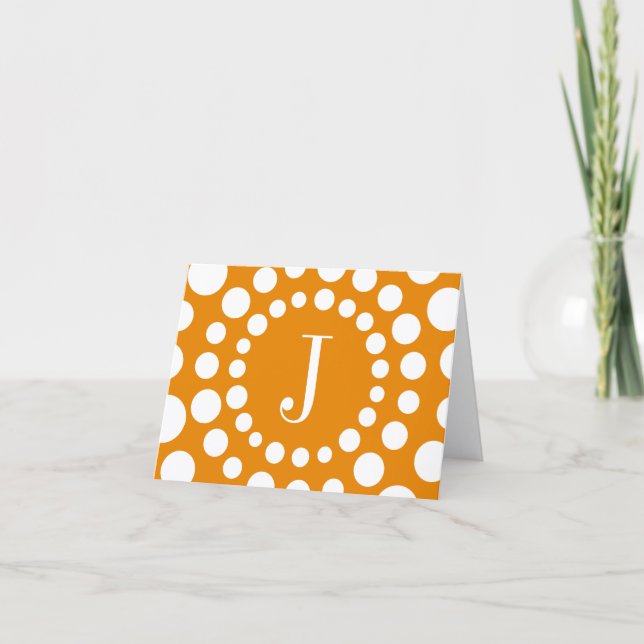 Monogram Orange Template Blank Note Card (Vorderseite)