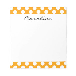 Monogram Orange White Trendy Fun Polka Dot Muster Notizblock