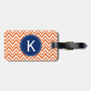 Monogram Orange Zigzag Muster Gepäckanhänger