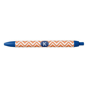 Monogram Orange Zigzag Muster Kugelschreiber