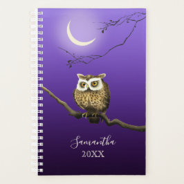 Monogram Owl Night Moonlight Deep Blue Planner Planer