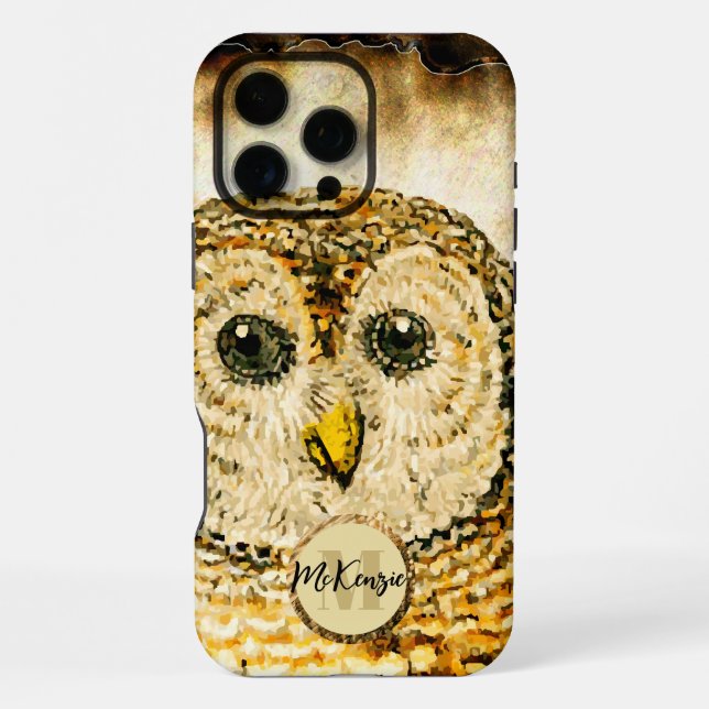 Monogram Owl Personalisieren iPhone Hülle (Rückseite)