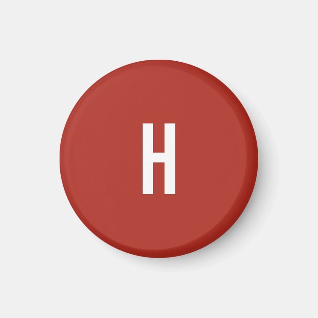 Monogram Own Name Initial Minimalist Brick Red Magnet (Vorne)