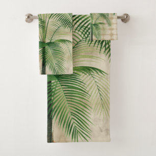 Monogram Palm Tree Vintages tropisches Elegant Badhandtuch Set