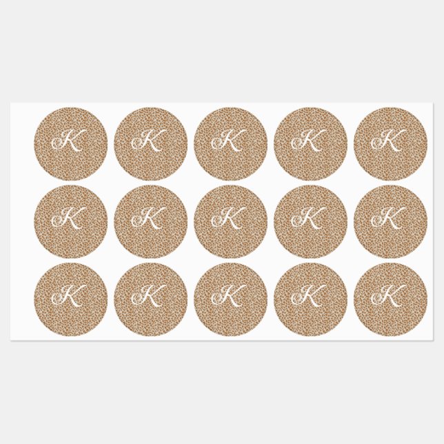 Monogram panther skin light brown pattern name let etiketten (Blatt)