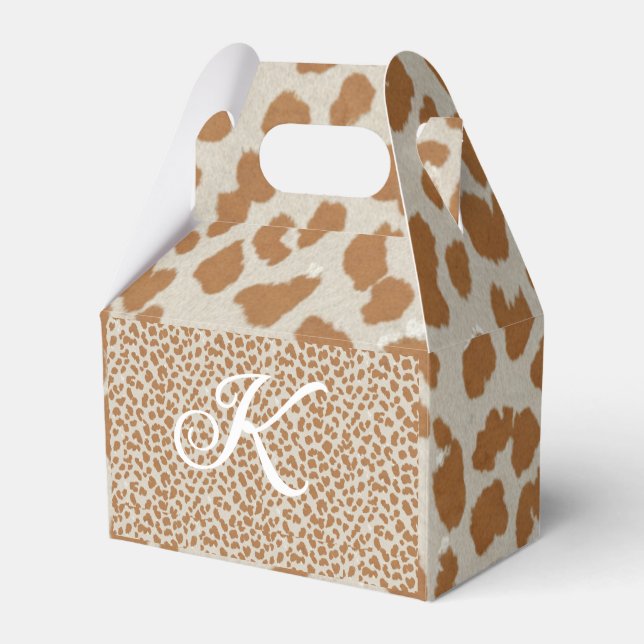 Monogram panther skin light brown pattern name let geschenkschachtel (Vorderseite)