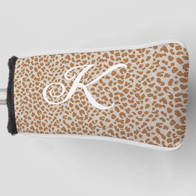 Monogram panther skin light brown pattern name let golf headcover (Vorderseite)