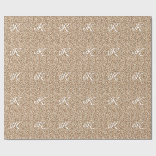Monogram-Pantherfell hellbraunes Muster Name Buchs Geschenkpapier