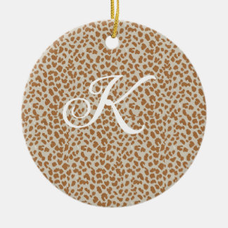 Monogram-Pantherhaut hellbraunes Muster Name Buchs Keramik Ornament