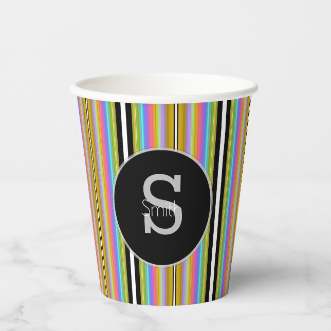 Monogram Paper Cups mit Stripe HAMbyWG Pappbecher (Vorderseite)