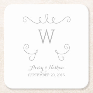 Monogram Paper-Untersetzer mit grauem Whimsical Ge Rechteckiger Pappuntersetzer