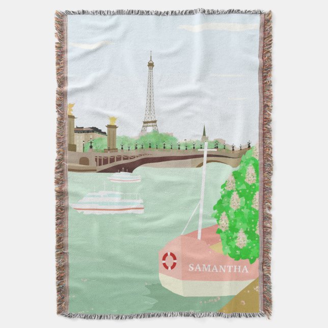 Monogram Paris City Spring Throw Blanket Decke (Vorderseite Vertikal)