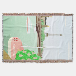 Monogram Paris City Spring Throw Blanket Decke