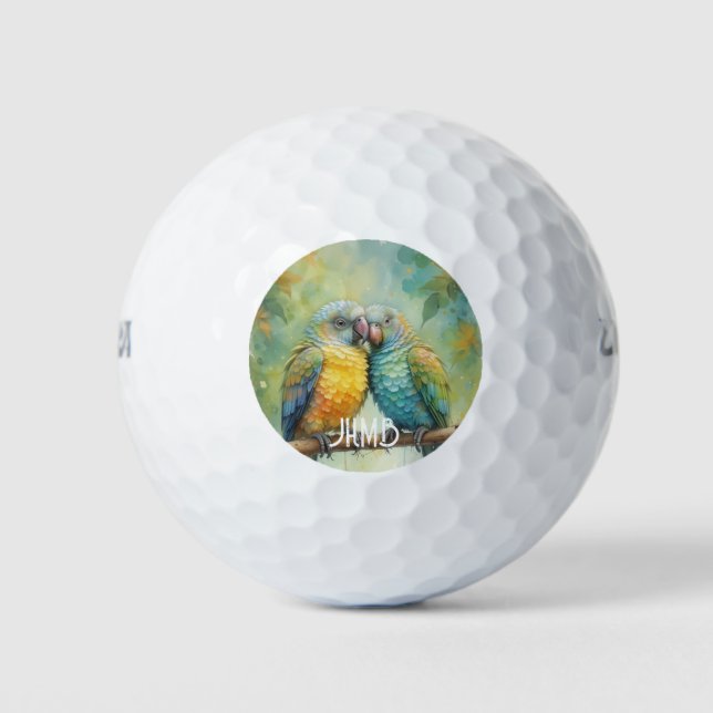 Monogram Parrots Bird Nature Animal Golfball (Vorderseite)