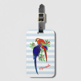 Monogram Parrots Blue Red Blume Gepäckmarke Gepäckanhänger