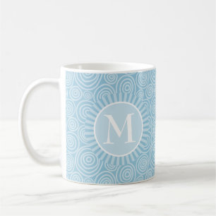 Monogram Pastel Blue Spirals - Personalisiert Kaffeetasse