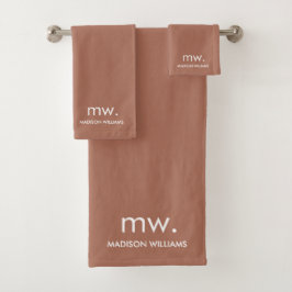 Monogram Pastel Elegant Stilvoll Moderne Minimalis Badhandtuch Set