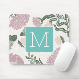 Monogram Pastel floral mit farbenfrohen Rahmen Bla Mousepad