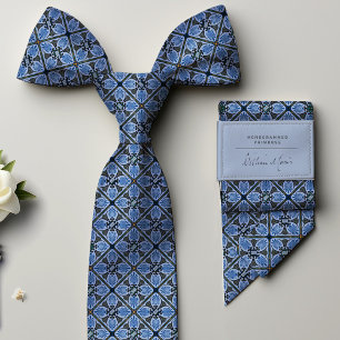 Monogram Pastel Navy Vintag Floral Men's Krawatte