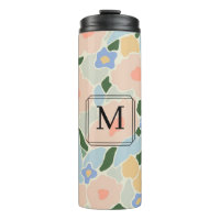Monogram Pastel Pink Light Blue Blume Muster