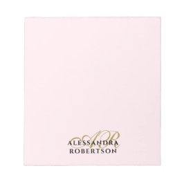 Monogram Pastel Pink Minimalistisch elegant Gold S Notizblock
