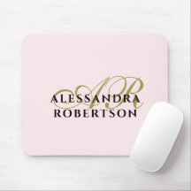 Monogram Pastel Pink Stylish Gold Black Minimalist