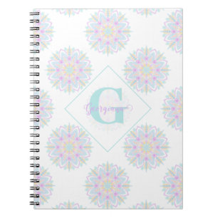 Monogram Pastel Rainbow Sundae Polka Dot Mandala Notizblock