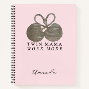 Monogram Pastell Rosa Twin Mama Gold Kirsche Minim Notizbuch