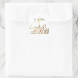 Monogram Pastellbaby Pink Sky Baby Blume Design Quadratischer Aufkleber