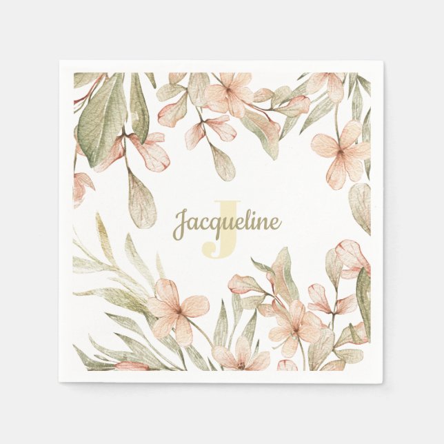 Monogram Pastellbaby Pink Sky Baby Blume Design Serviette (Vorderseite)