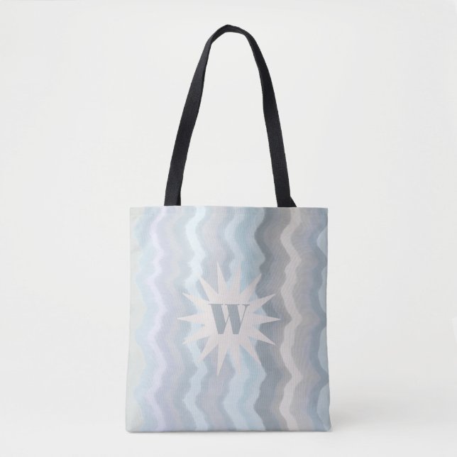 Monogram Pastellfarbenstreifen blau aquamarin grau Tasche (Vorderseite)