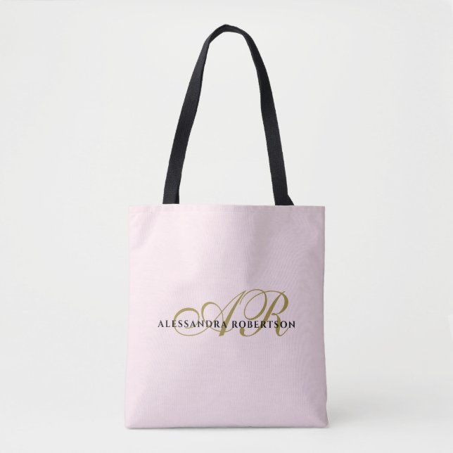 Monogram Pastellrot Rosa Gold Schwarz Eleganter Ch Tasche (Vorderseite)