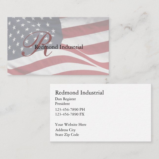 Monogram Patriotic Business Cards Visitenkarte (Vorne/Hinten)