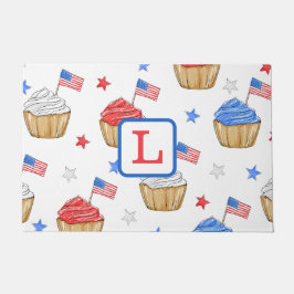 Monogram Patriotic Cupcake Flag Star Preppy Fußmatte