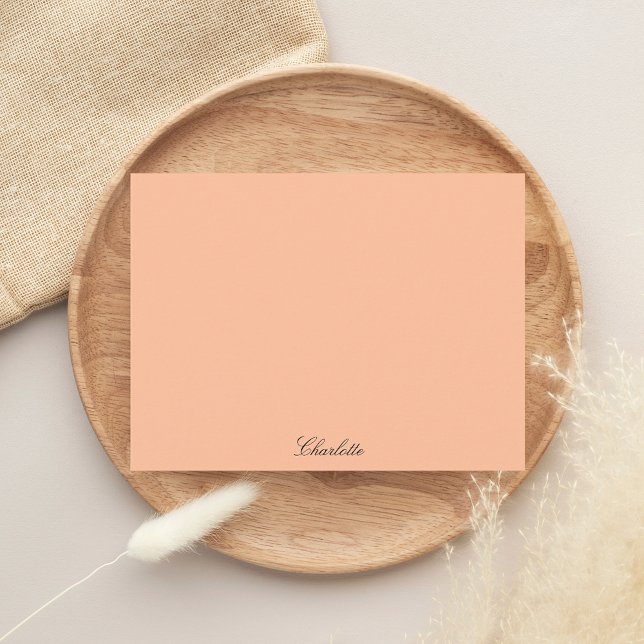 Monogram Peach Minimalistisch Modern Script Custom Mitteilungskarte (Pink Mongram Script Modern Note Card)