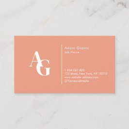 Monogram Peach Pink Business Card Visitenkarte