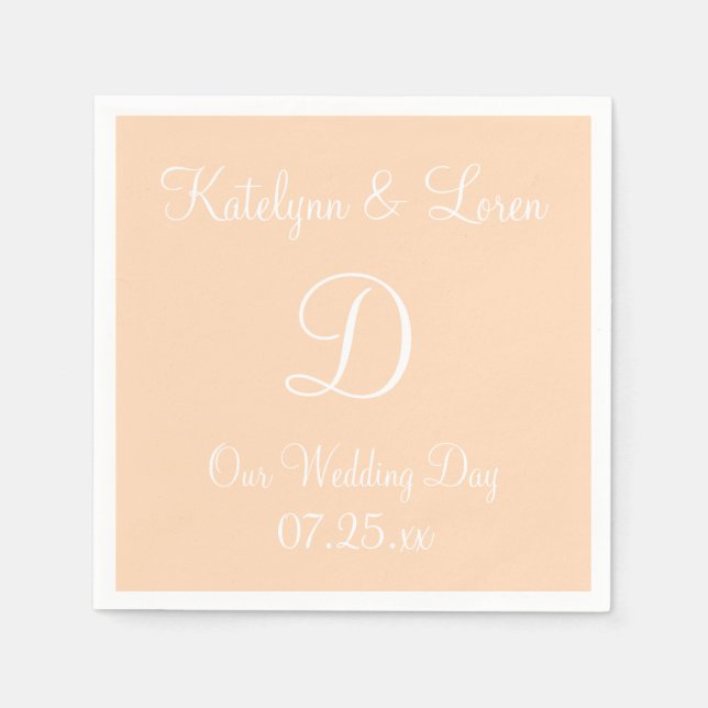 Monogram Peach Puff modisches farbiges Nickerchen Serviette (Vorderseite)