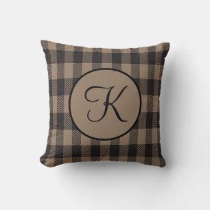 Monogram personalisieren Sie Brown und Black Buffa Kissen