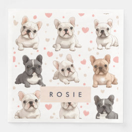 Monogram Personalisiert Adorable French Bulldog Serviette