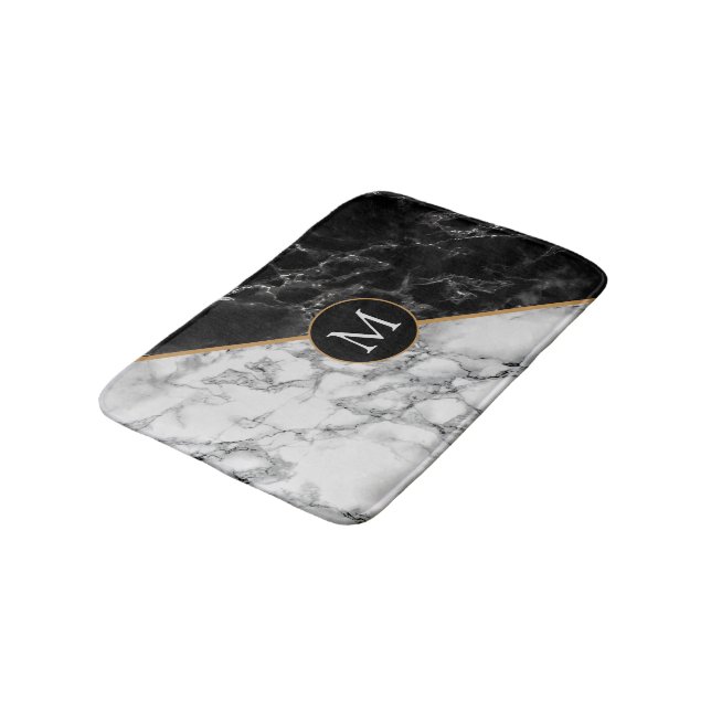 Monogram Personalisiert Bath Mat Marmor Design Badematte (Schrägansicht)