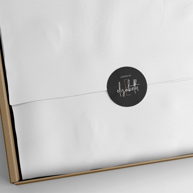 Monogram Personalisiert Beauty Business Runder Aufkleber (Von Creator hochgeladen)