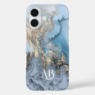 Monogram Personalisiert Blue Marble iPhone Case