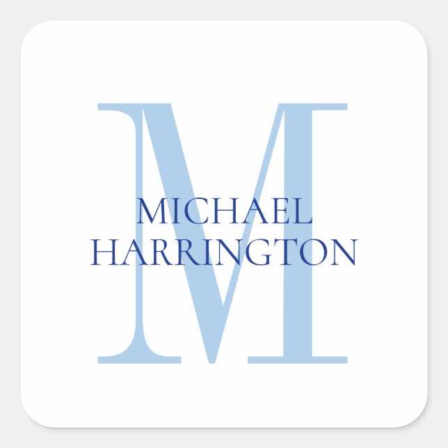 Monogram personalisiert Boy's Name Blue Clothing K Quadratischer Aufkleber (Vorderseite)