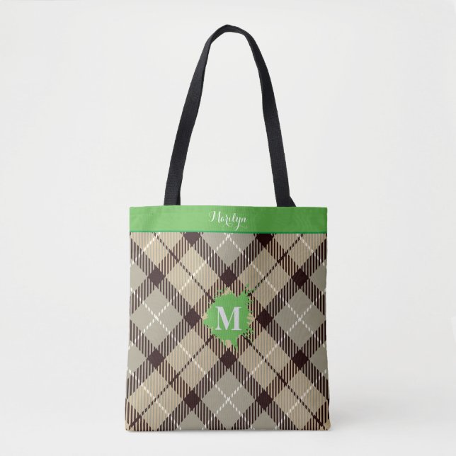 Monogram, personalisiert Name Modern Gray Beach Tasche (Vorderseite)