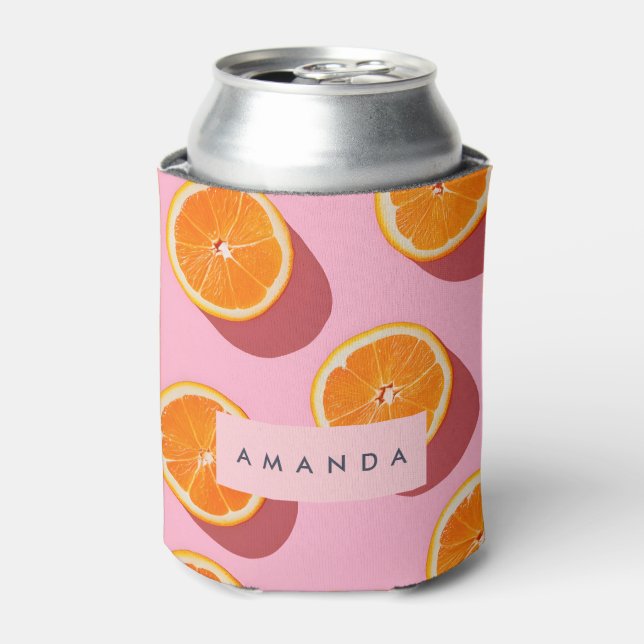 Monogram Personalisiert Orange Slice Muster Dosenkühler (Kanne Vorderseite)