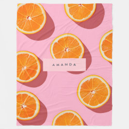 Monogram Personalisiert Orange Slice Muster Fleecedecke
