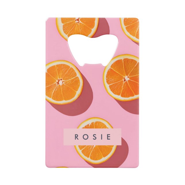 Monogram Personalisiert Orange Slice Muster Geldbeutel Flaschenöffner (Vorderseite)