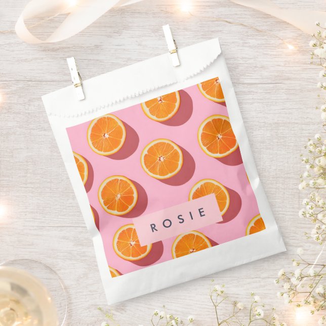 Monogram Personalisiert Orange Slice Muster Geschenktütchen (Ausgeschnitten)