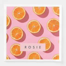 Monogram Personalisiert Orange Slice Muster Serviette